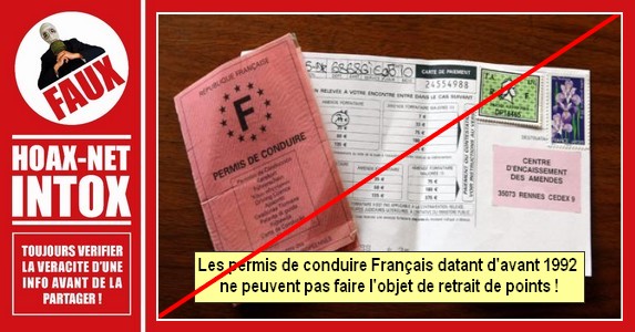 Il est FAUX de croire qu’il n’y a pas de retrait de point pour les anciens  permis de conduire Français