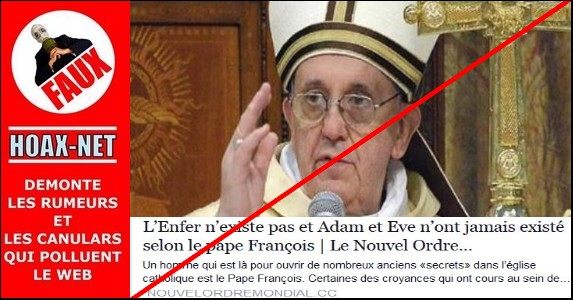 L’Enfer n’existe pas et Adam et Eve n’ont jamais existé selon le pape François