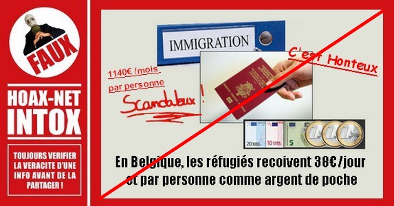 NON, Les refugies et « futurs nouveaux Belges » ne reçoivent pas 38euros / jour et par personne en Belgique.