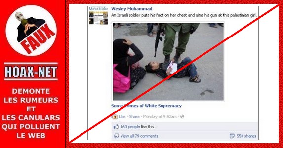 NON, ce ne sont pas un soldat israélien et une petite fille palestinienne sur cette photo !