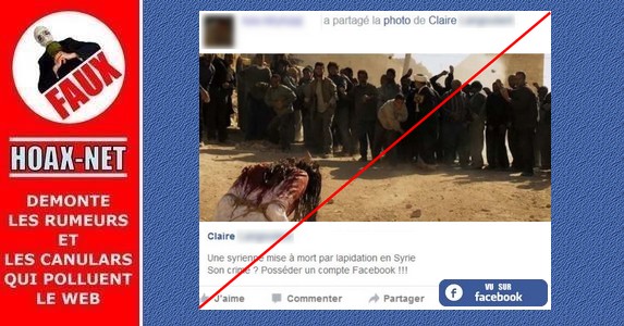 L’Image de fille syrienne lapidée par les rebelles pour avoir un compte Facebook est FAUSSE !