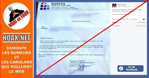 Récupération politique suite à une lettre du groupe FONCIA contre un drapeau français à Nice
