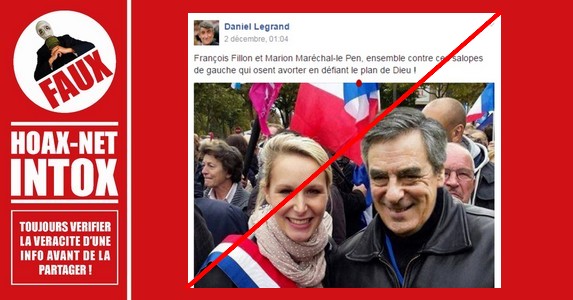Non, François Fillon et Marion Maréchal-Le Pen n’ont jamais été ensemble sur ce cliché !
