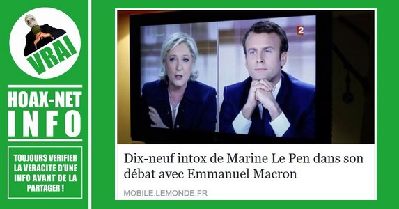 Dix-neuf intox de Marine Le Pen dans son débat avec Emmanuel Macron.