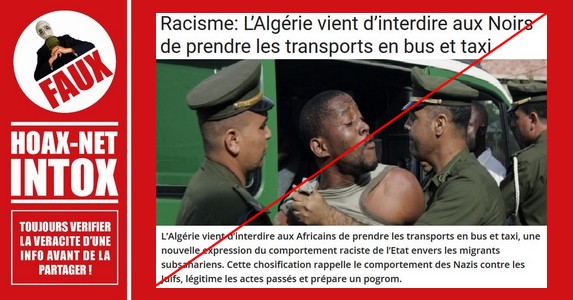 Non, les noirs ne seront pas interdits de taxis et transports en commun en Algérie.