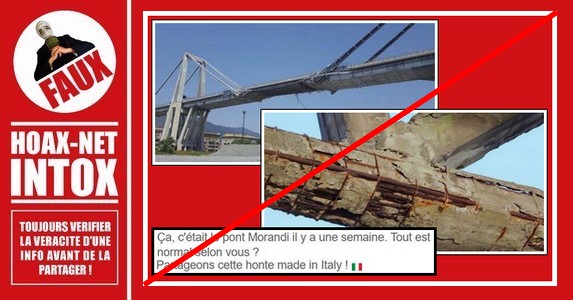 Mise au point sur les photos concernant le Pont Morandi à GÊNES.