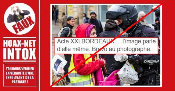 Non, ce policier n’a pas contrôlé une enfant de 12 ans lors de ACTE XXI à Bordeaux