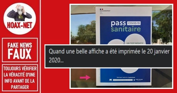 Non, l’affiche du « pass sanitaire » n’a pas été publiée et/ou imprimée en janvier 2020.