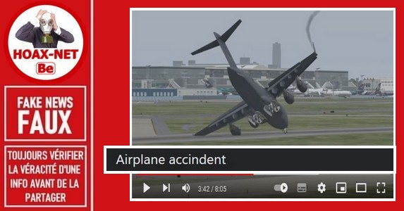 Non, il ne s’agit pas du crash réel d’un Boeing C-17 de la Royal Air Force.
