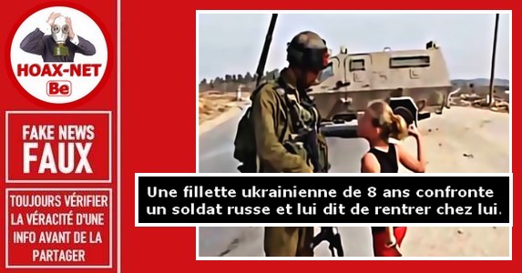 Non, il ne s’agit pas d’une fillette ukrainienne défiant un soldat russe.