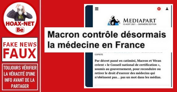 FAUX – Non, le gouvernement ne va pas contrôler la médecine en France.