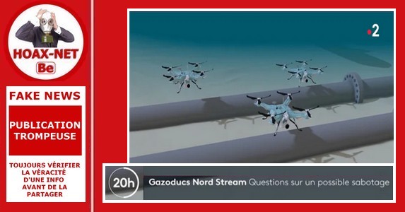 Non, ce ne sont pas des drones aquatiques dans les images de synthèse pour le sabotage du gazoduc Nord Stream utilisées par France2.