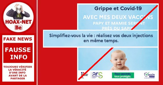 Attention, cette affiche de vaccination qui circule sur le web mettant en scène un bébé est FAUSSE.