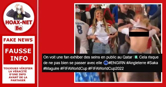 Non, une fan anglaise n’a pas montré ses seins pendant la Coupe du monde 2022 au Qatar.