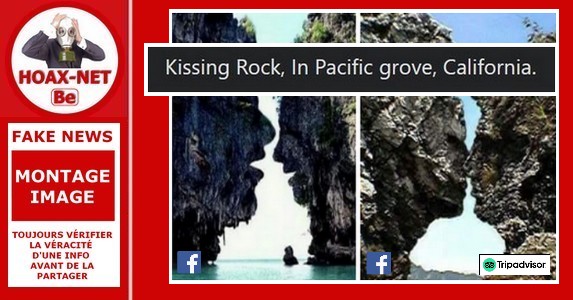 Non, ces photos ne montrent pas le « kissing rock » sur la côte Pacific Grove en Californie.