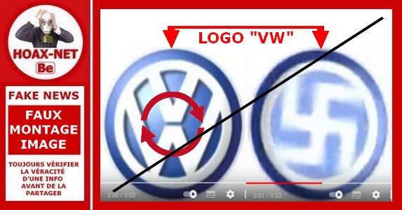 Non, en faisant tourner le logo Volkswagen (VW) vous ne verrez pas une croix gammée.
