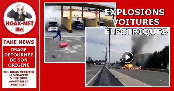 Non, ces deux vidéos ne montrent pas l’explosion de voitures électriques.