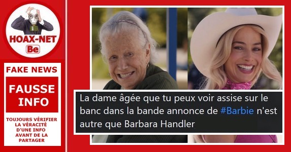 Non, la vieille dame assise sur le banc dans le film « BARBIE » n’est pas Barbara HANDLER !