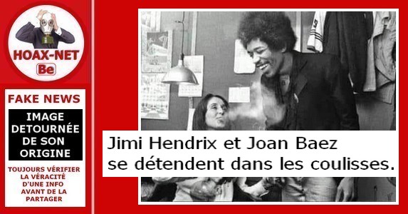 En compagnie de Jimi Hendrix sur cette photo, Joan Baez ne fumait pas de la drogue ou autres…