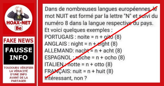 Non, la plupart des langues de pays divers n’ont pas nommé le mot « nuit » avec un mot composé de « n » + « huit ».