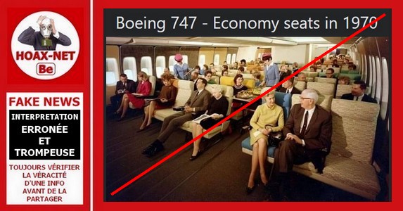 Non, cette photo ne montre pas la « classe économique » d’un Boeing 747 dans les années 60 ou 70.