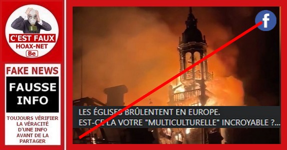 Non, cette photo ne montre pas une église en feu en France.
